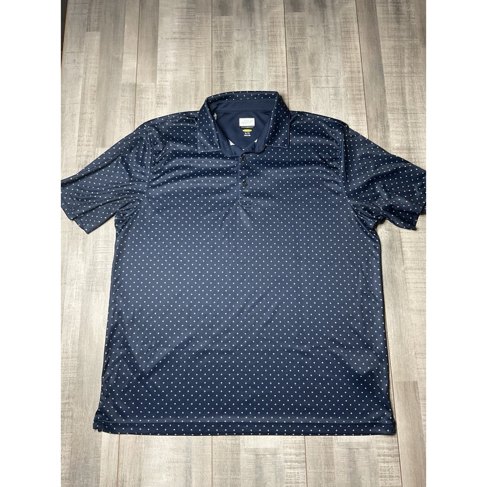 Greg Norman Polo Shirt‎ Mens X Large Navy Geometric Diamonds Golf Short Sleeve